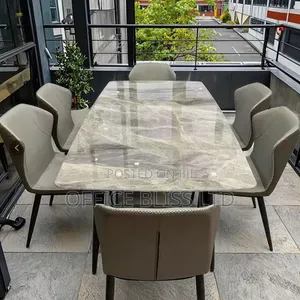 Six Seater Dinning Table Chairs ( Gray Top)