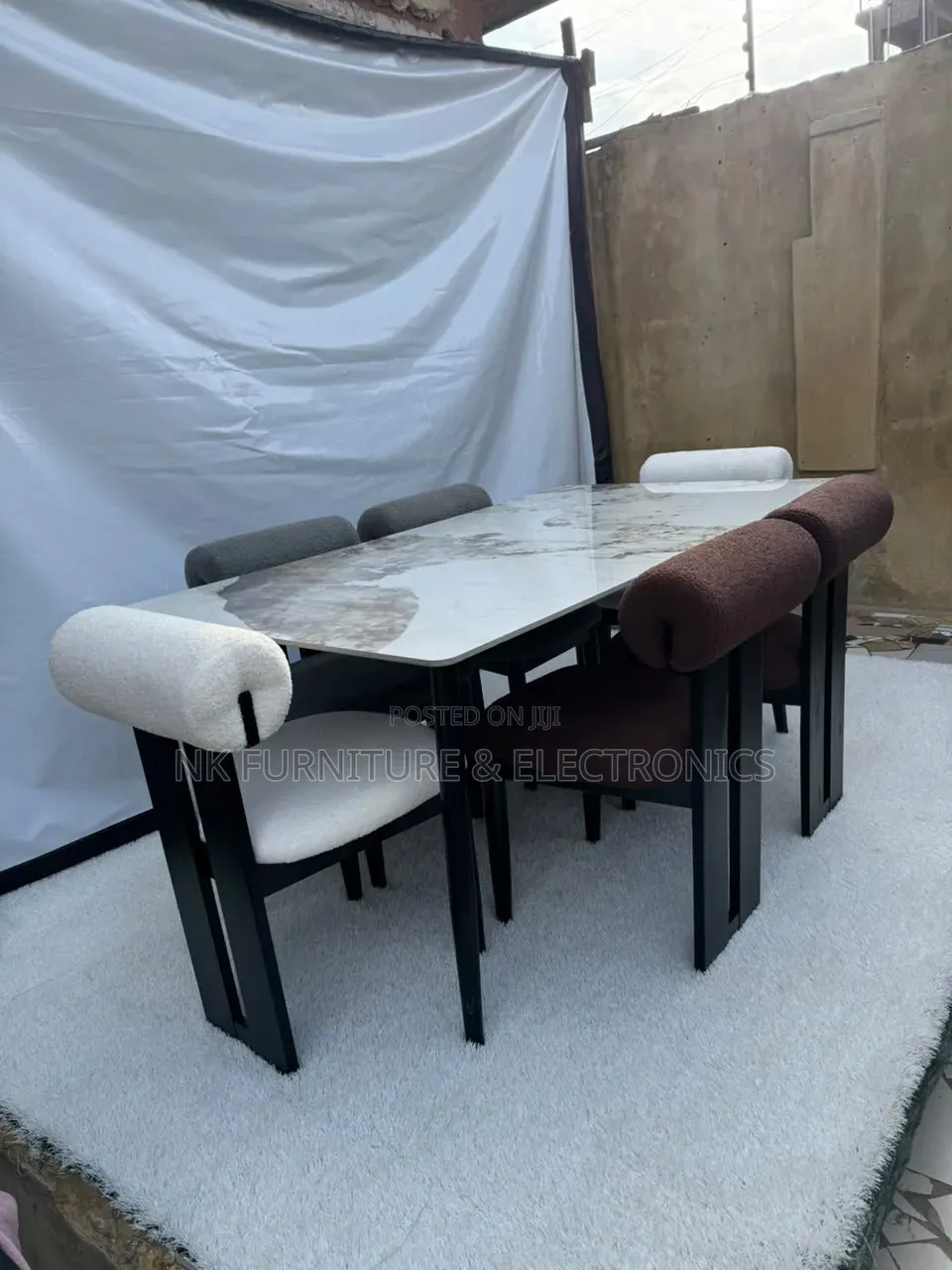 Classy Marble Top Dining  Set by Six Chairs