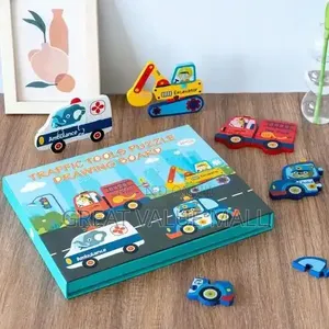 Montessori Traffic Tools 3D Magnetic Puzzle Blocks With Drawing Board