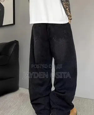 Men's Street Style Loose Black Baggy Jeans