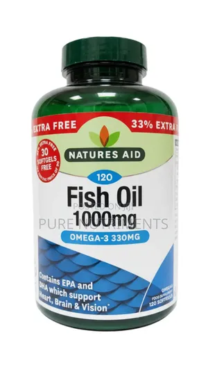 Natures Aid Omega-3 Fish Oil 1000mg 120 Softgel_ Heart, Brain Vision