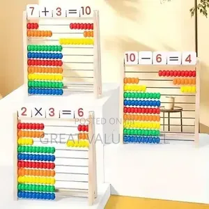 10 Steps Wooden Abacus for Kids Counting With Multiplication Stickers