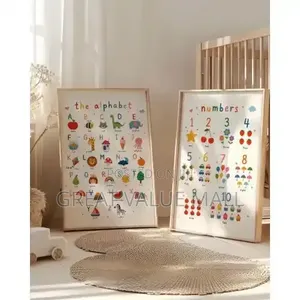 Kids Alphabet Numbers Wall Art, Educational ABC Counting Prints