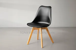 Fiber Full Padded Leather Dining Chair With Wooden Leg