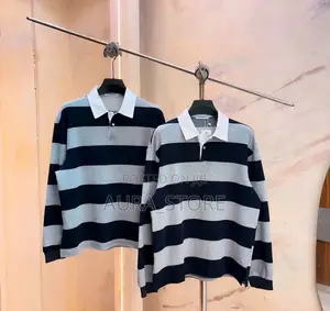 Long-Sleeve Striped Rugby Polo Shirt
