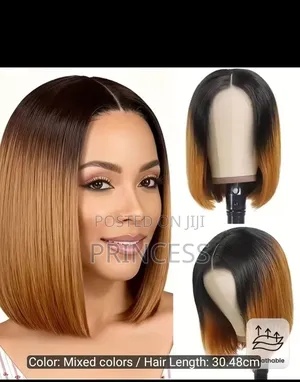Fashionable 12-Inch Black to Yellow Ombre Women's Wig