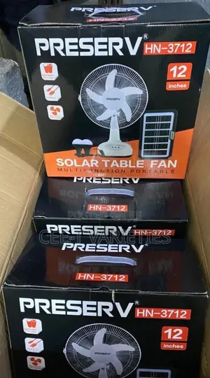 Solar Rechargeable Fan With Two Bulbs