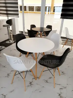 Modern 4-Seater Dining Table Chair Set – Black White