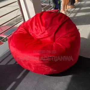 Red Boneless Beanbag Sofa Replaceable and Adjustable Cover for Home N
