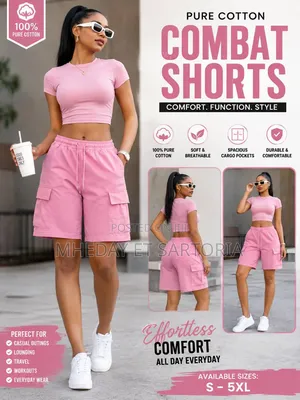 Luxe Pure Cotton Unisex Combat Shorts