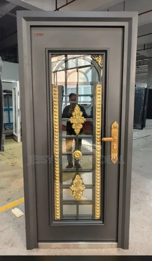 3ft by 7ft French Glass Door Center Gold