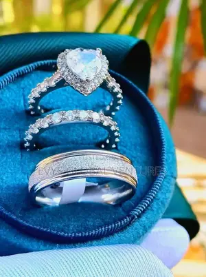 Stone Heart Shaped Wedding Rings