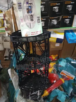 Turkish Black Plastic 3-Tier Corner Rack for Bathrooms and Kitchens