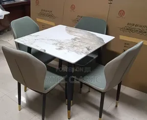 Unique Marble Dining Set by 4 Seaters
