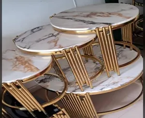 Golden Unique Marble Senter Table 1+3 Set