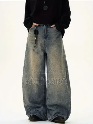 Men's Street Style Vintage Haze Blue Baggy Jeans