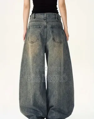 Men's Street Style Vintage Haze Blue Baggy Jeans