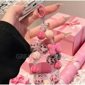 Ins Style Leopard Print Beaded Phone Lanyard