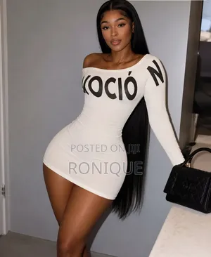 Chic Women’s Off-Shoulder Graphic Long-Sleeve Bodycon Mini Dress