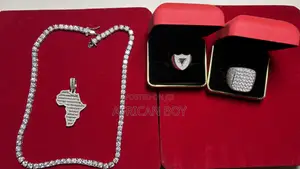 VVS Moissanite Jewelry Set - Tennis Chain, Africa Pendant Rings