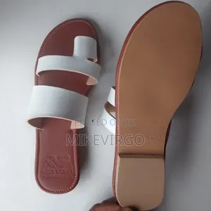 White Female Leather Slippers