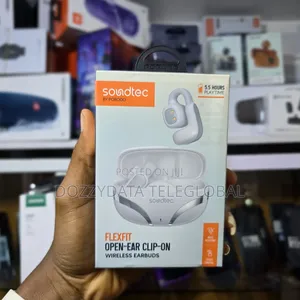 White Porodo Soundtec Flexfit Open Ear Clip on Wireless Earbuds