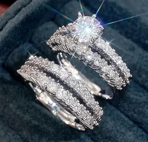 2pcs/Set Luxury Elegant Women Engagement Ring Set