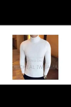 Unisex White Turtleneck Long-Sleeve Top
