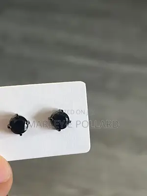 Marceau 304 Black Stainless Steel Stud Synthetic Diamond Earrings