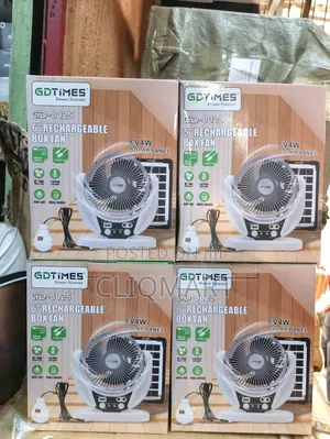 GDTimes 6" Rechargeable Fan With Solar Panel LED Light