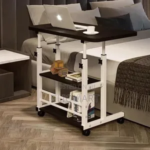 Adjustable 60cm Laptop Table With Wheels - Portable Bedside Desk