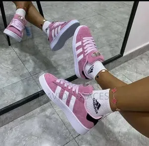 Adidas Three Strip Unisex Sneakers Pink and White Strip