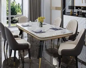 Marble Dining Table by 6 Chairs.
