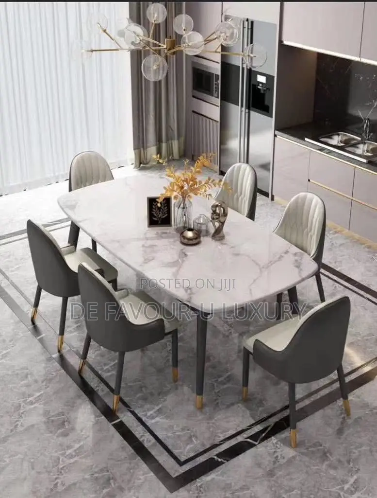 Marble Dining Table by 6 Chairs.
