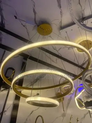 Luxury Modern LED Ring Chandelier – Gold Pendant Ceiling Light