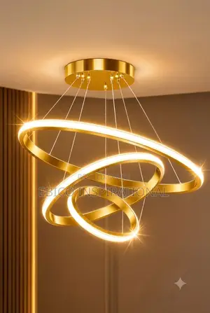 Luxury Gold LED Ring Chandelier – Modern Ceiling Pendant Light