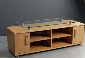 Modern Wooden TV Console With Glass Top Riser
