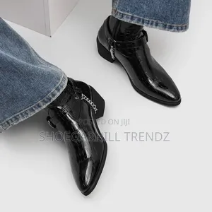 Men Shoe Croc Skin Heeled Ankle Boot