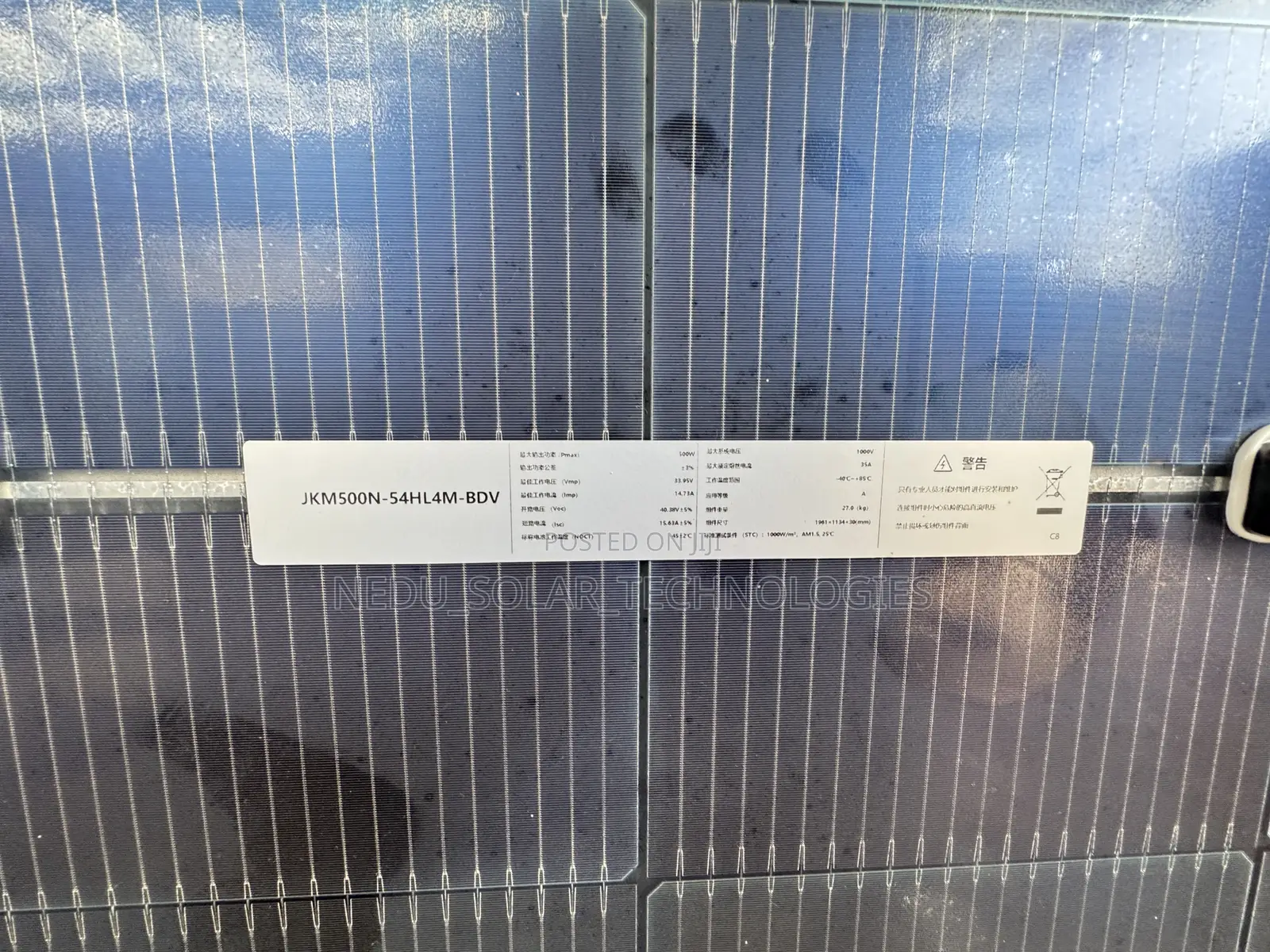 500w Jinko Bifacial Panel