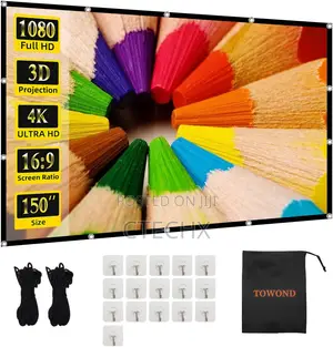 150 Inch Projector Screen Indoor Outdoor Washable Anti-Crease 16:9
