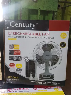 Century Rechargeable Table Fan With Solar Panel "12" Inches