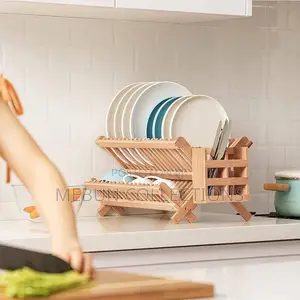 Wooden Plate Rack With Cutlery Holder