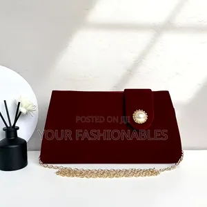 Classy Velvet Burgundy Wine Clutch Purse