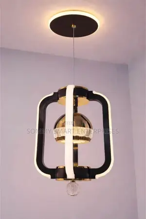 Modern Black Gold Rectangular LED Pendant Chandelier