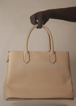 New Look Beige Textured Lock-Front Tote Bag