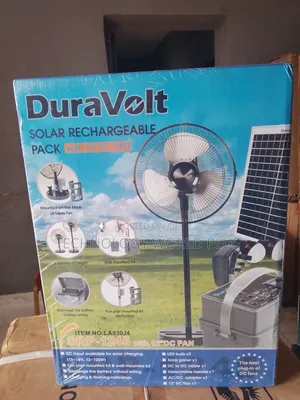 DuraVolt (5 in 1) - Solar Rechargeable Pack + 12" DC Fan – 2led Bulb