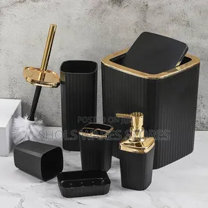 6-Piece Luxury Bathroom Accessories Set – White Black