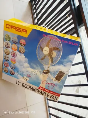 Brand New Qasa 18" Solar Rechargeable Standing Fan Lasting Battery