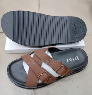 Dior Style Double Buckle Flat Slides