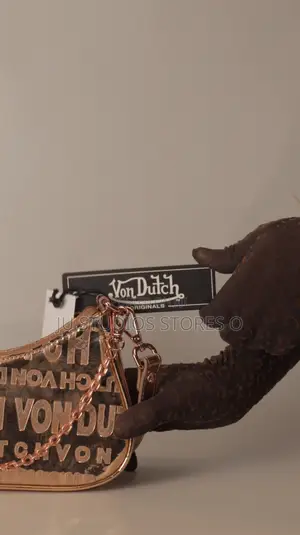 Von Dutch Gold Metallic Logo Shoulder Bag